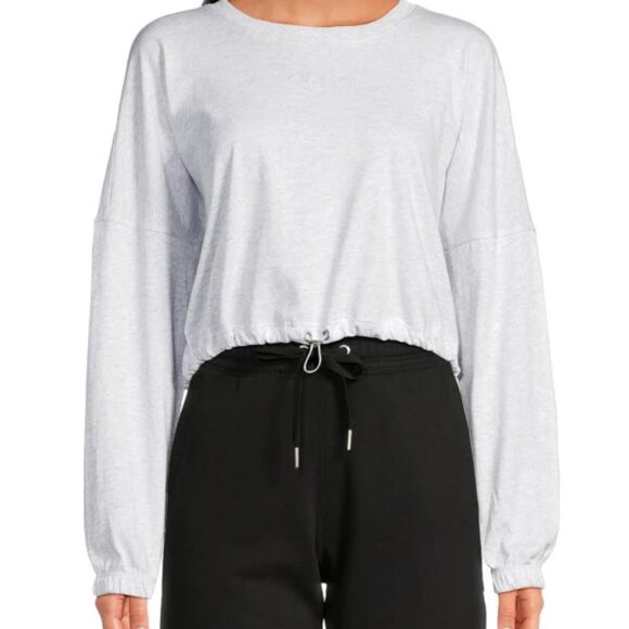 NEW CALVIN KLEIN Logo Embroidery Cropped Pullover 100% cotton heather 261tn - Picture 3 of 4